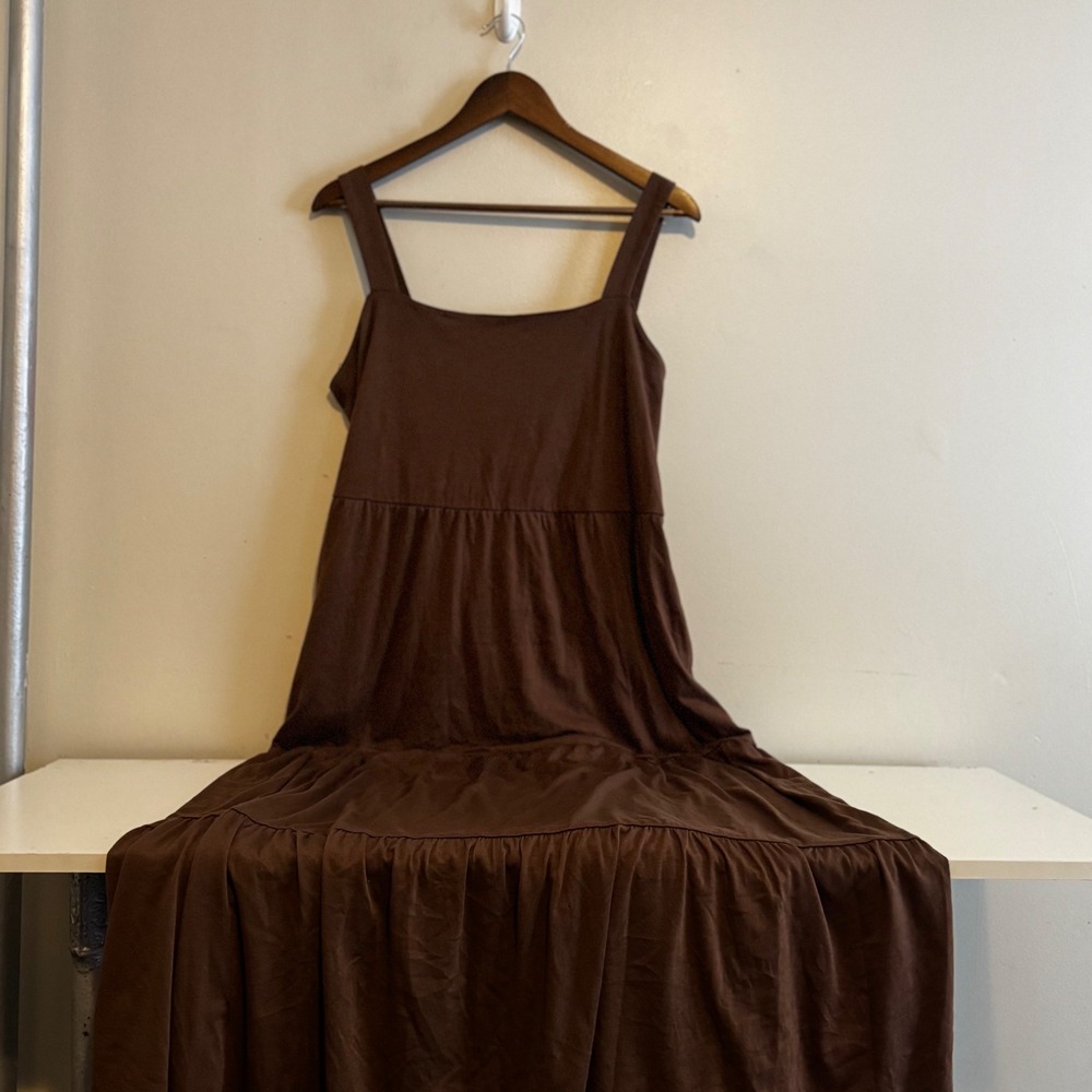 Women's XL Chocolate Brown Sleeveless Maxi Dress Fall Layers Basics